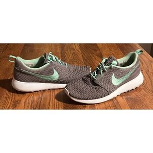 Nike Roshe One iD Womens 9.5 Grey Mint Green Custom Sneakers